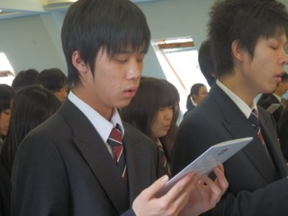 2011年度卒業終業礼拝：日本での受験を終えて帰寮した高校３年生が立教で過ごした最後の日